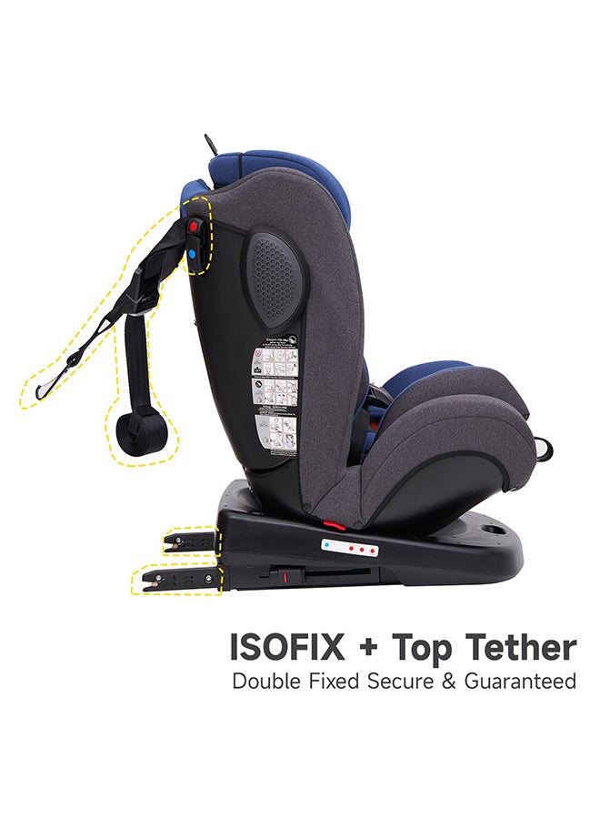 Rotating Angela Safety Baby Car Seat With Isofix And Top Tether, 360 Degree Swivel Child Seat, 0/1/2/3, 0 - 12 Years Old, ECE R44/04, Blue