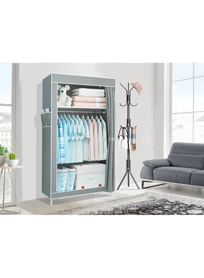 Easy Installation Portable Fabric Nonwoven Wardrobe Storage Closet Organizer With Hanging Rod 70*45*150cm