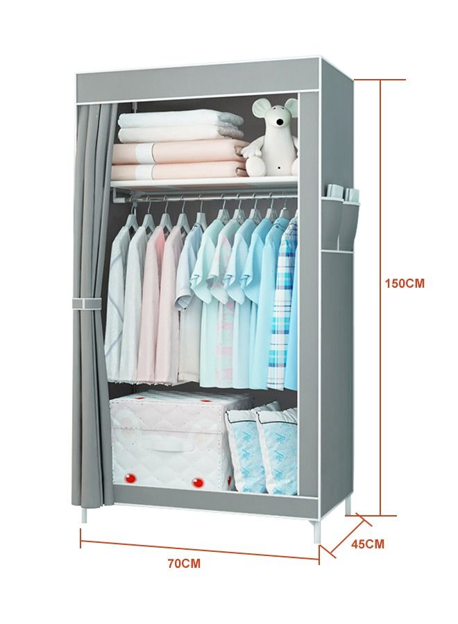 Easy Installation Portable Fabric Nonwoven Wardrobe Storage Closet Organizer With Hanging Rod 70*45*150cm