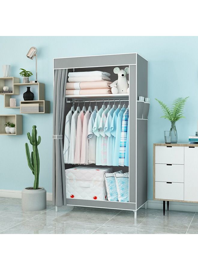 Easy Installation Portable Fabric Nonwoven Wardrobe Storage Closet Organizer With Hanging Rod 70*45*150cm