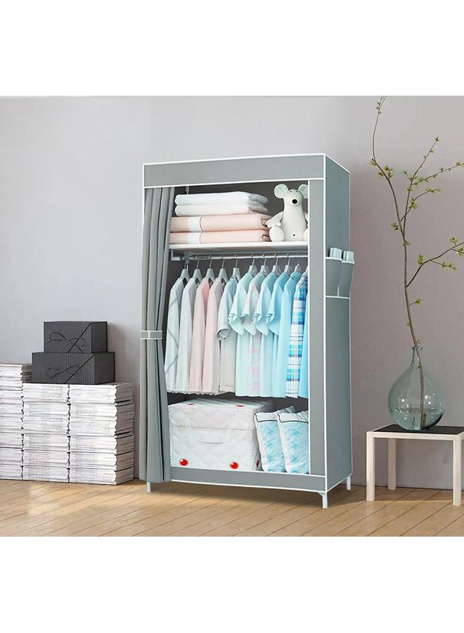 Easy Installation Portable Fabric Nonwoven Wardrobe Storage Closet Organizer With Hanging Rod 70*45*150cm