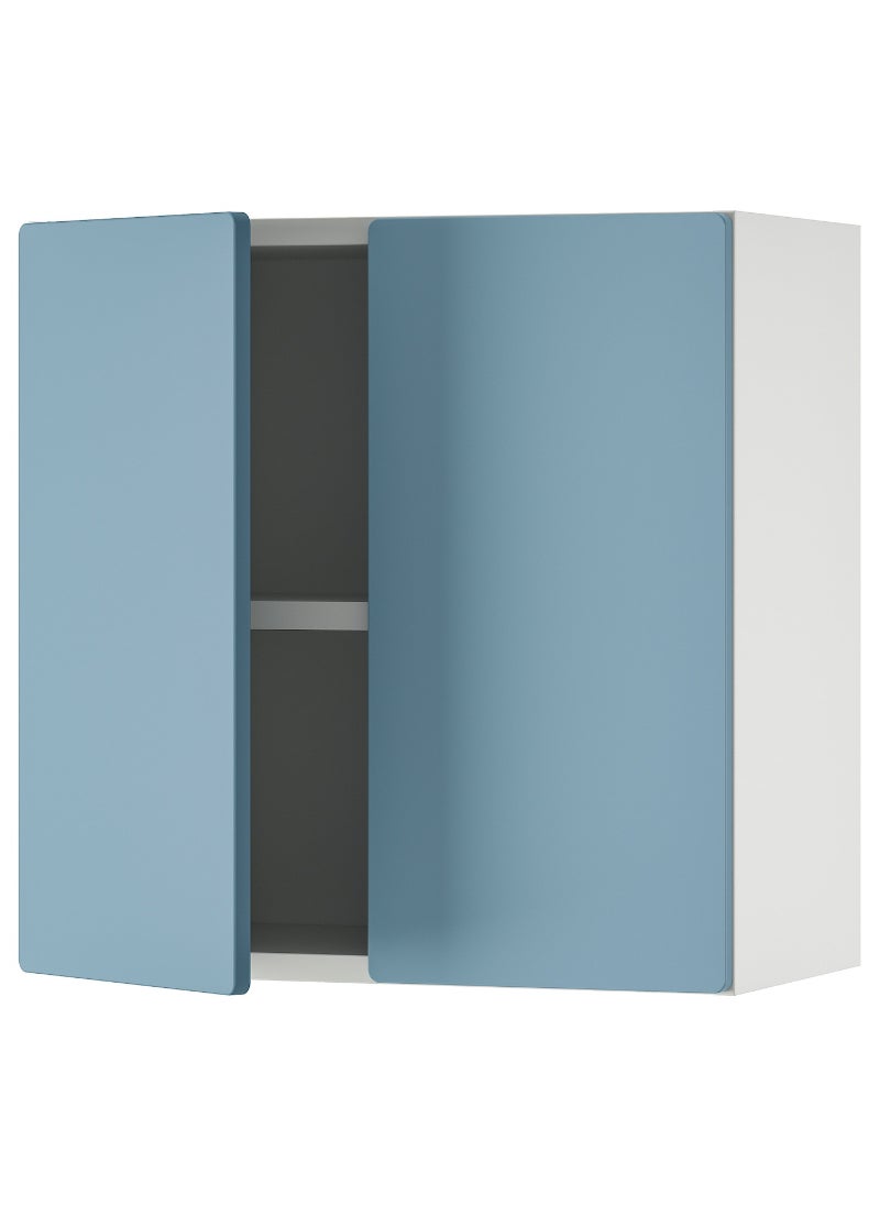 Wall Cabinet, White & Blue With 1 Shelf, 60X32X60 Cm