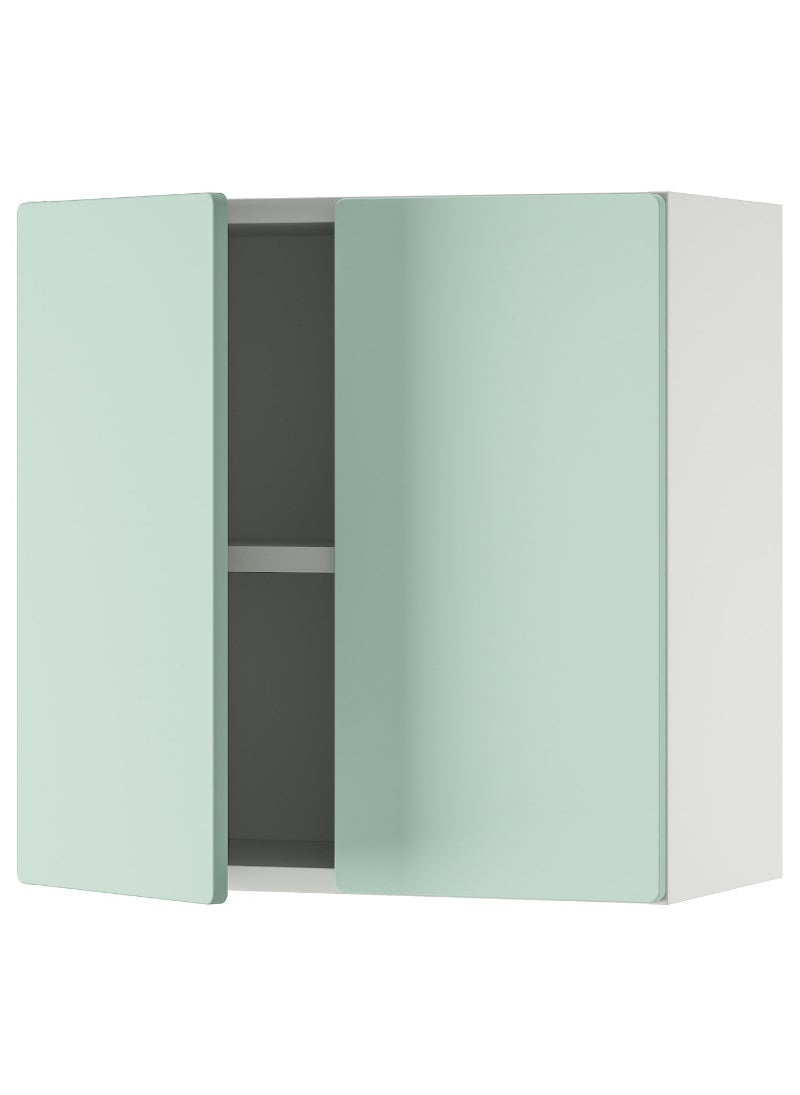 Wall Cabinet, White & Light Green With 1 Shelf, 60X32X60 Cm