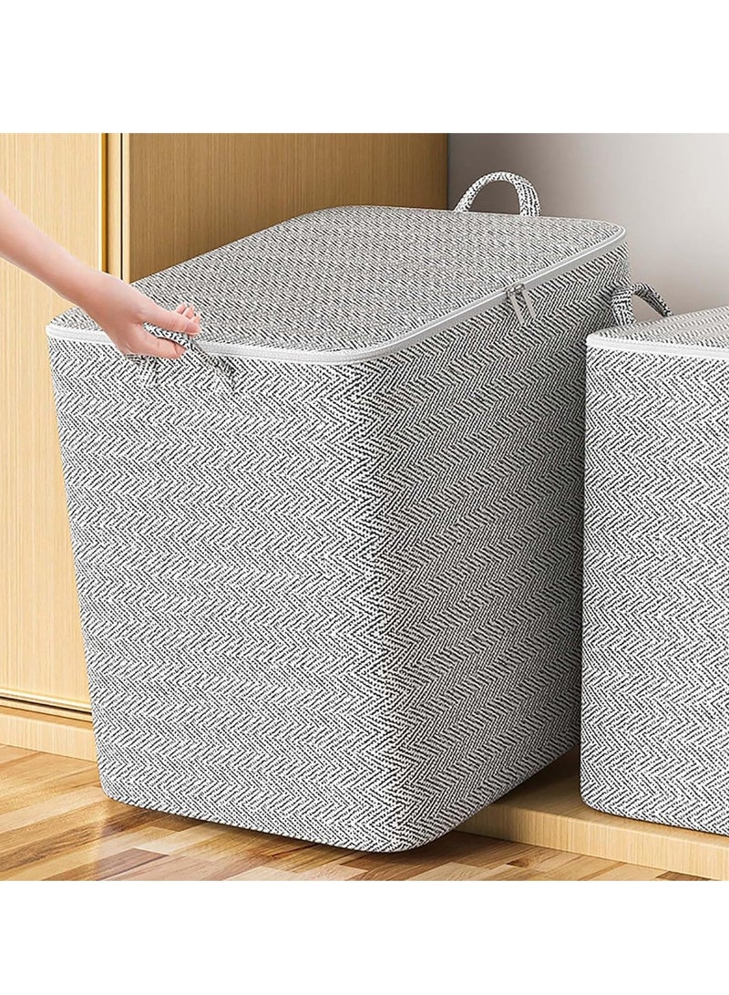 Storage Bins Non-woven Zipper Closet Organizers and Storage Box Moving Quilt Storage Basket Travel Large-Capacity Clothing Organization and Storage Bag (Grey 4 Pack)