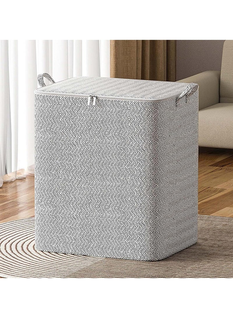 Storage Bins Non-woven Zipper Closet Organizers and Storage Box Moving Quilt Storage Basket Travel Large-Capacity Clothing Organization and Storage Bag (Grey 4 Pack)