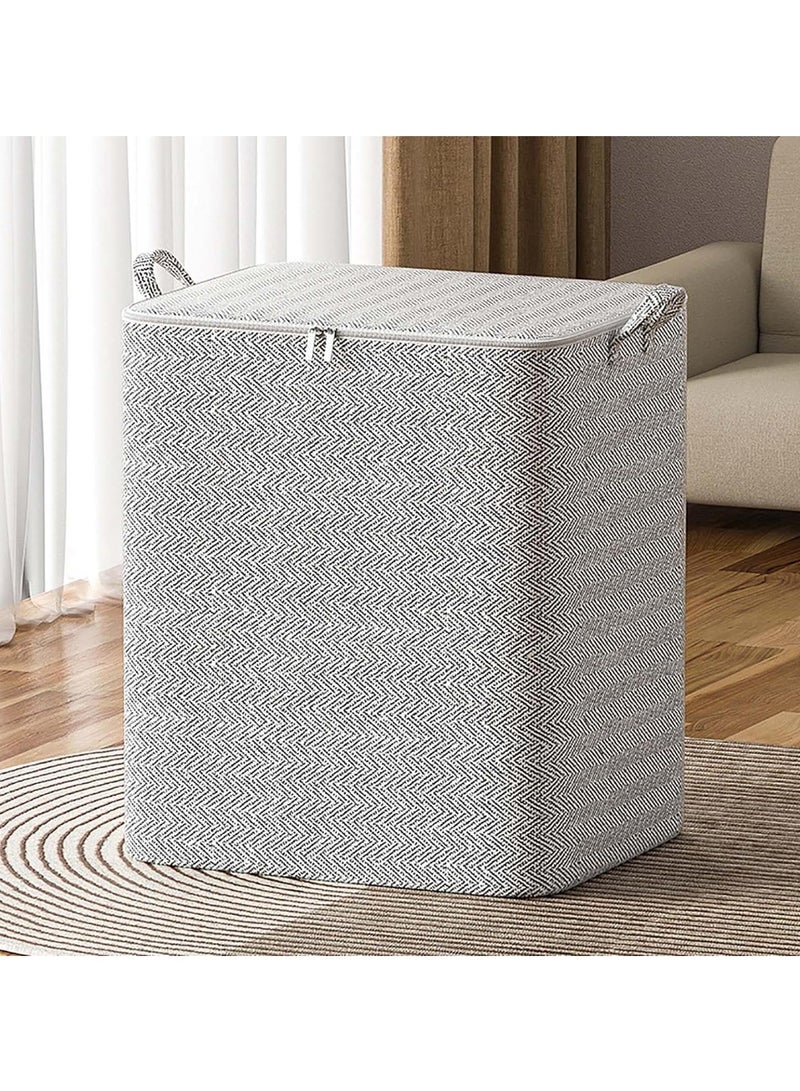 Storage Bins Non-woven Zipper Closet Organizers and Storage Box Moving Quilt Storage Basket Travel Large-Capacity Clothing Organization and Storage Bag (Grey 4 Pack)