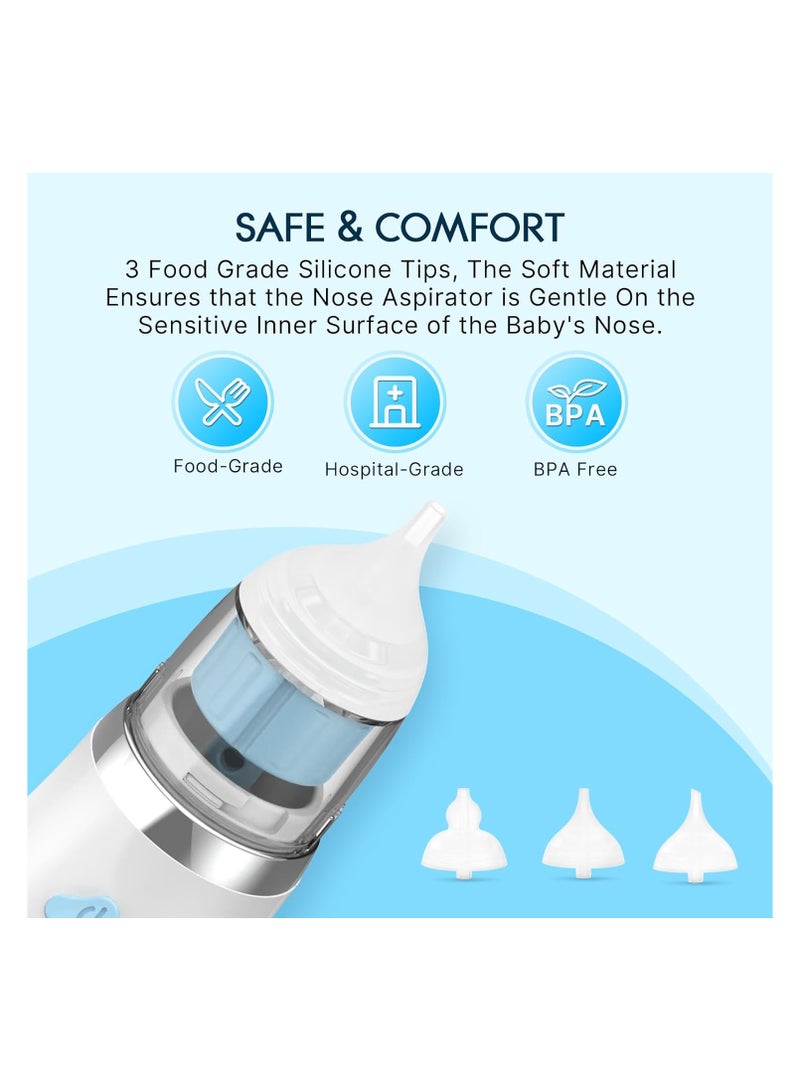 Nose Cleaner, Electric Waterproof with 3 Silicone Tips, Rechargeable Nose Cleaner for with 5 Suction Levels, Nose Cleaner with Music & Light (Blue)