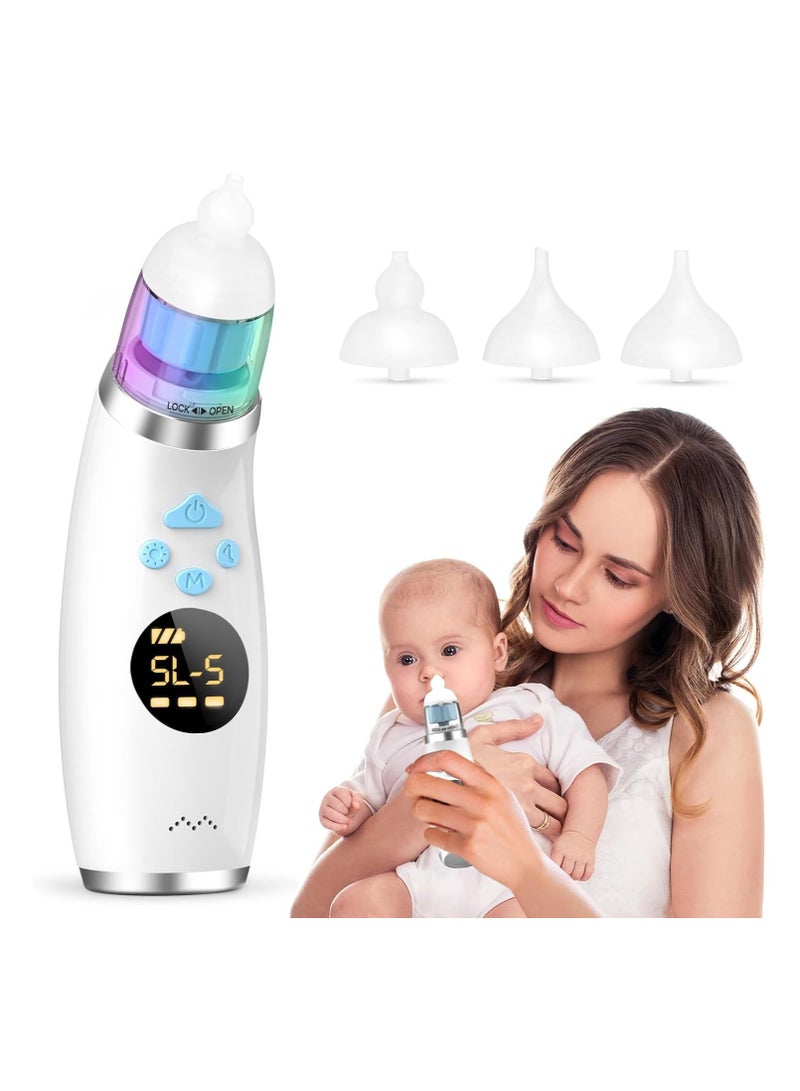 Nose Cleaner, Electric Waterproof with 3 Silicone Tips, Rechargeable Nose Cleaner for with 5 Suction Levels, Nose Cleaner with Music & Light (Blue)
