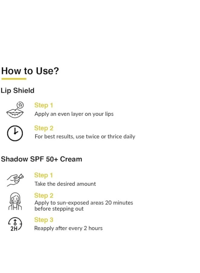 Shadow Sunscreen SPF 50+ Cream PA+++ & Shadow SPF 50 Lip Shield PA+++-Combo Pack