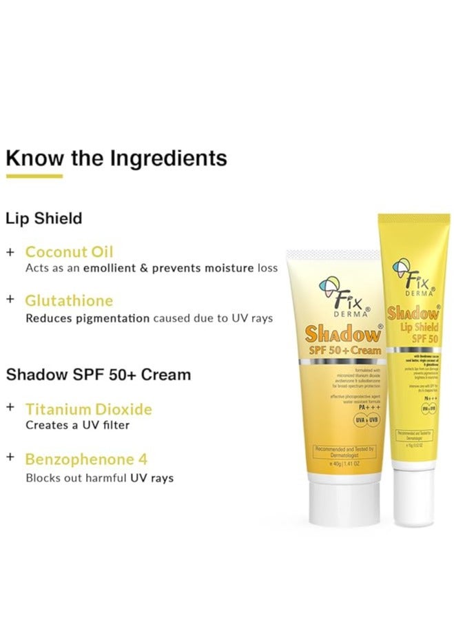 Shadow Sunscreen SPF 50+ Cream PA+++ & Shadow SPF 50 Lip Shield PA+++-Combo Pack