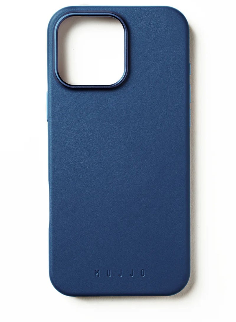 Luxury Premium Full-Grain Leather Case for iPhone 16 Pro – Monaco Blue with MagSafe Compatibility