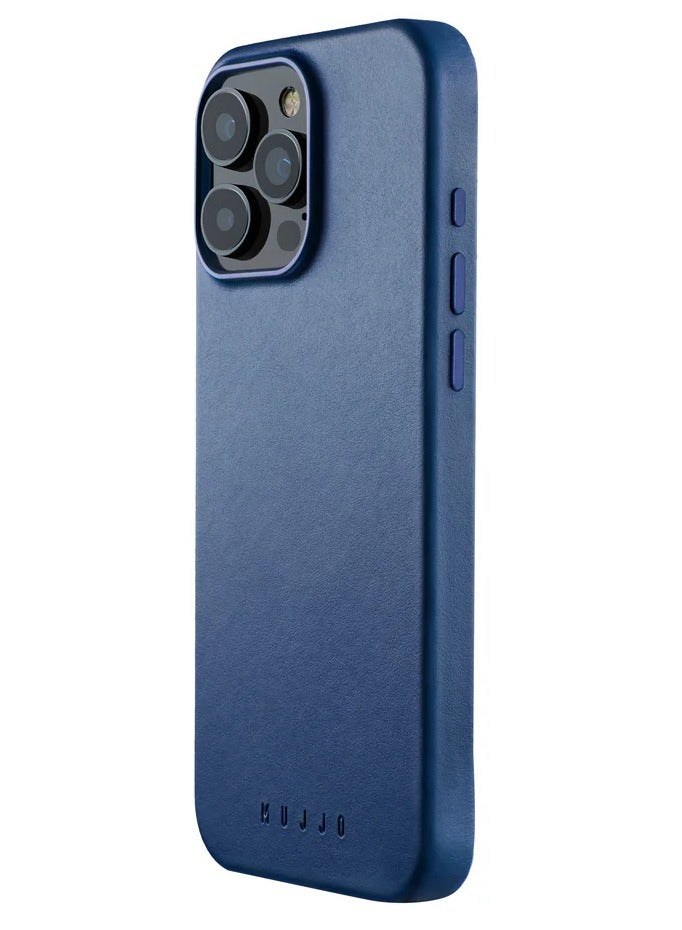 Luxury Premium Full-Grain Leather Case for iPhone 16 Pro – Monaco Blue with MagSafe Compatibility