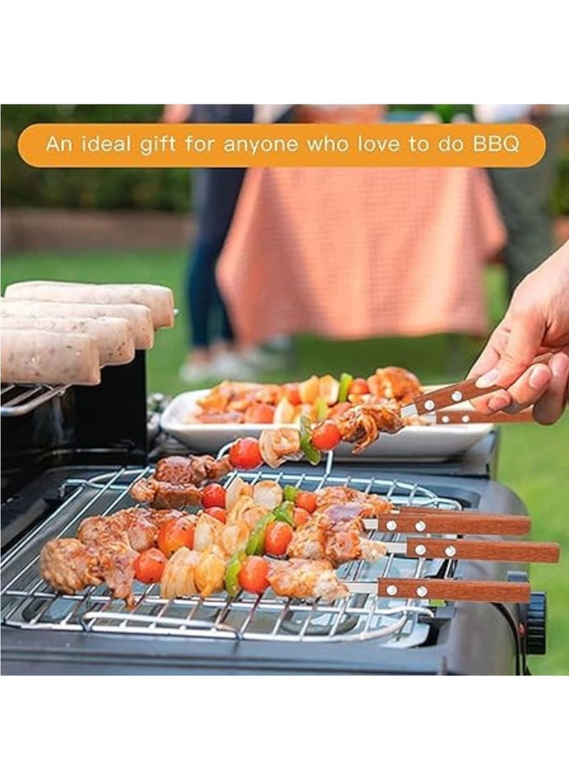 ARTC 60cm BBQ Skewers Set With Wooden Handle And Stainless Steel Kebab Skewers for Tikka And Turkish And Iranian Koobideh Style BBQ