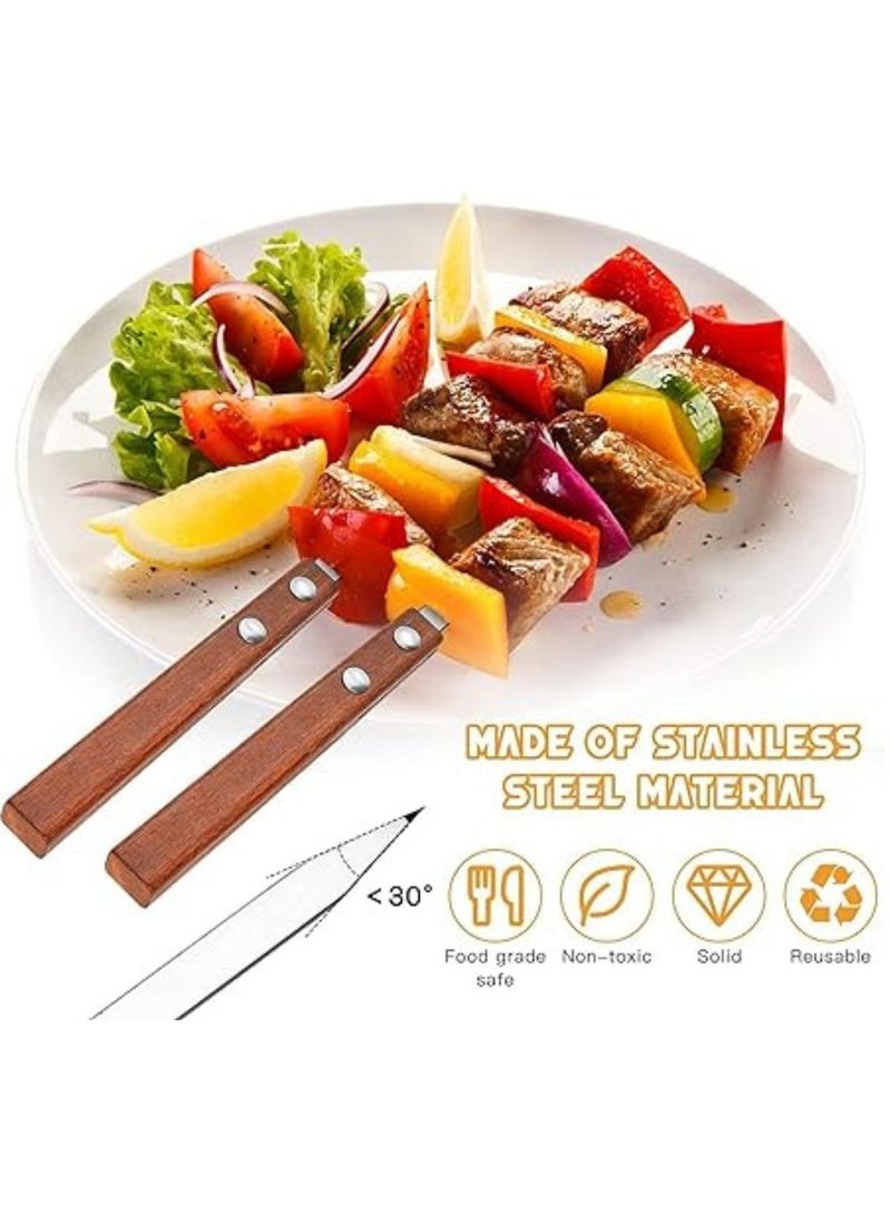 ARTC 60cm BBQ Skewers Set With Wooden Handle And Stainless Steel Kebab Skewers for Tikka And Turkish And Iranian Koobideh Style BBQ
