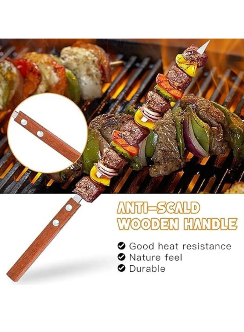 ARTC 60cm BBQ Skewers Set With Wooden Handle And Stainless Steel Kebab Skewers for Tikka And Turkish And Iranian Koobideh Style BBQ