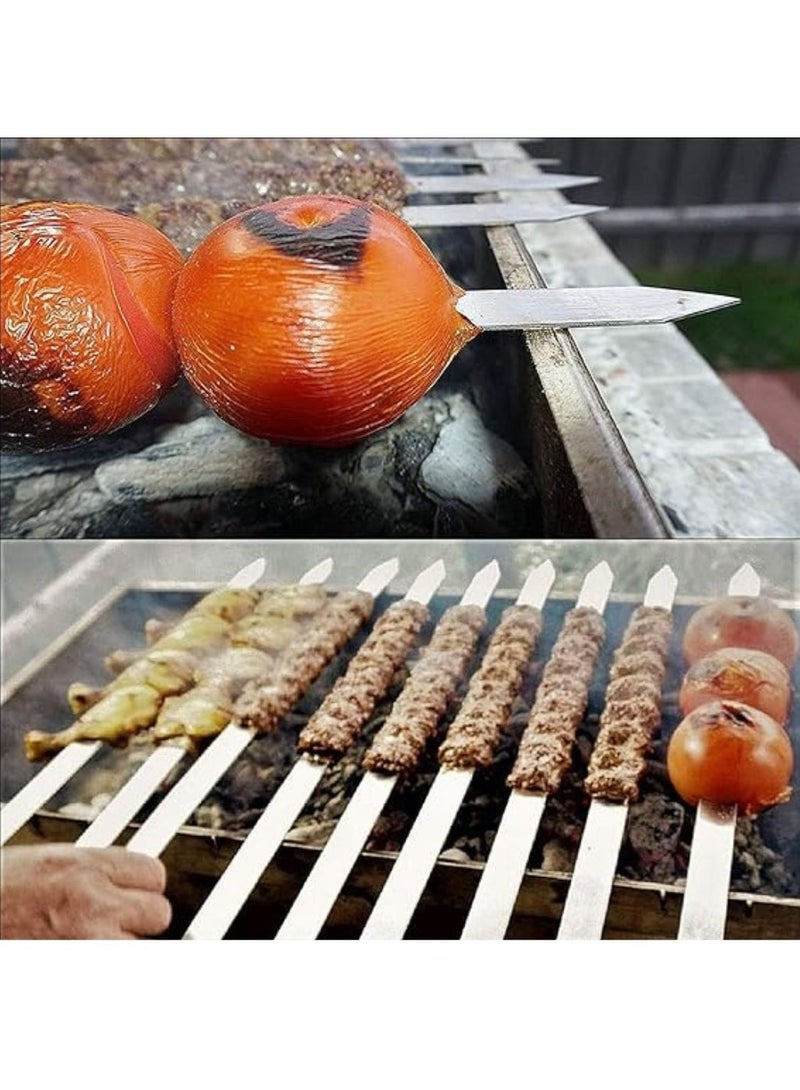 ARTC 60cm BBQ Skewers Set With Wooden Handle And Stainless Steel Kebab Skewers for Tikka And Turkish And Iranian Koobideh Style BBQ