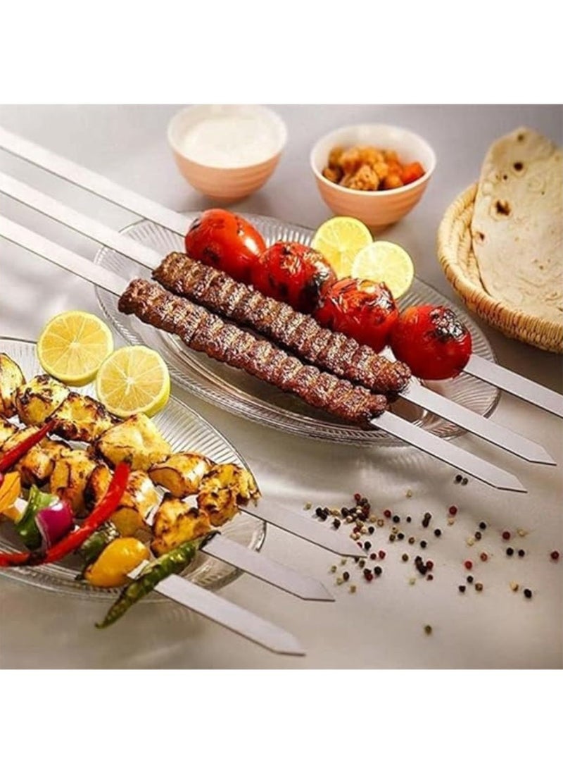 ARTC 60cm BBQ Skewers Set With Wooden Handle And Stainless Steel Kebab Skewers for Tikka And Turkish And Iranian Koobideh Style BBQ