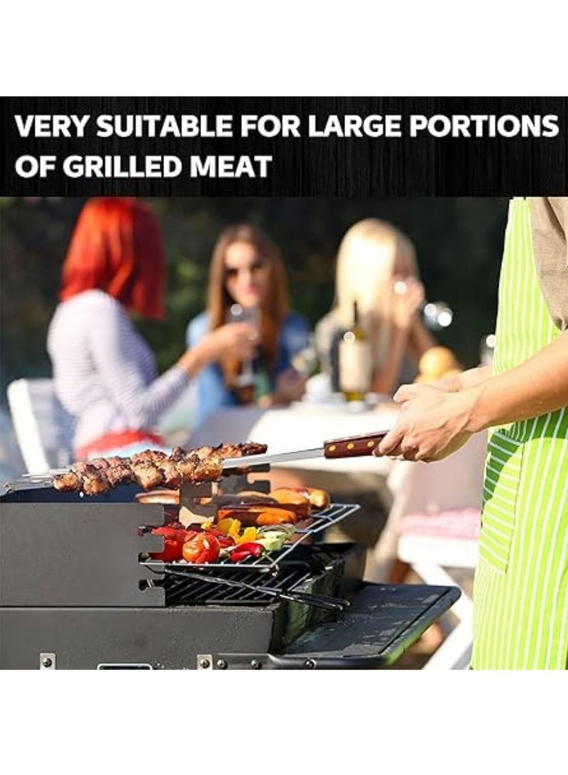 ARTC 60cm BBQ Skewers Set With Wooden Handle And Stainless Steel Kebab Skewers for Tikka And Turkish And Iranian Koobideh Style BBQ