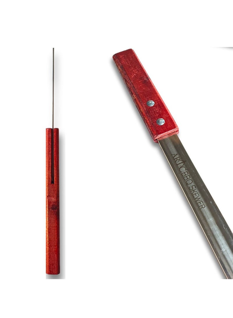 ARTC 60cm BBQ Skewers Set With Wooden Handle And Stainless Steel Kebab Skewers for Tikka And Turkish And Iranian Koobideh Style BBQ