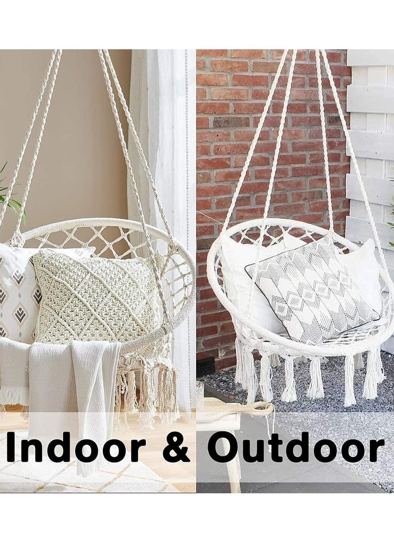 Hammock Chair, Hanging Swing,Hanging Cotton Rope Chair for Indoor, Outdoor, Bedroom, Patio, Yard, Deck, Garden and Porch