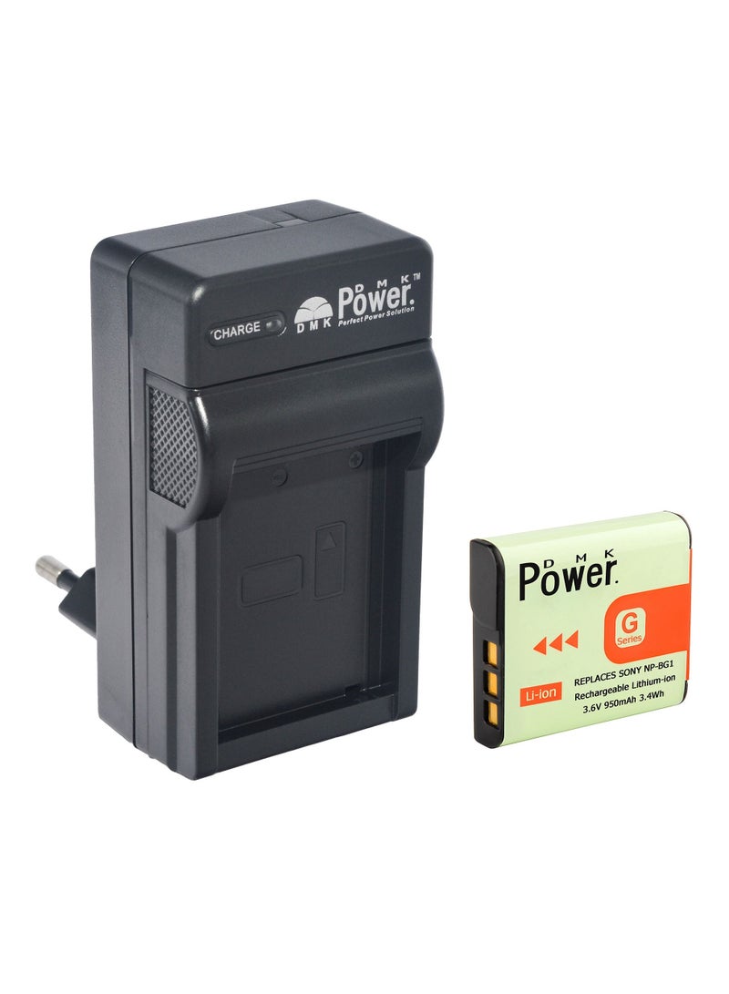 DMK Power NP-BG1 Battery 950mAh with TC600E Battery Charger Compatible with Sony DSC-H3 DSC-H7 etc,