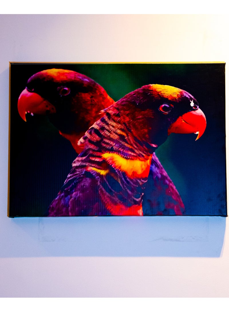 Vibrant Parrot duo Canvas Wall Frame