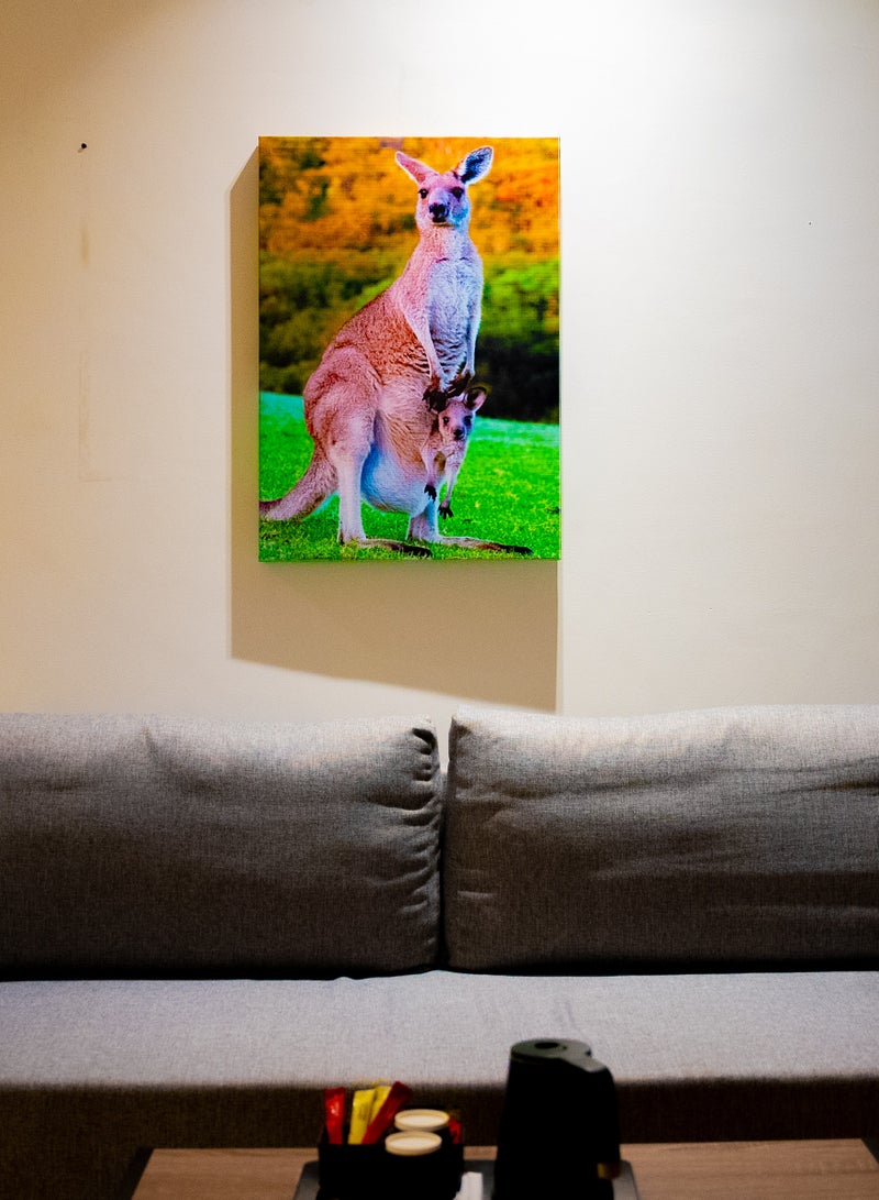 Mother Kangaroo Canvas Wall Frame