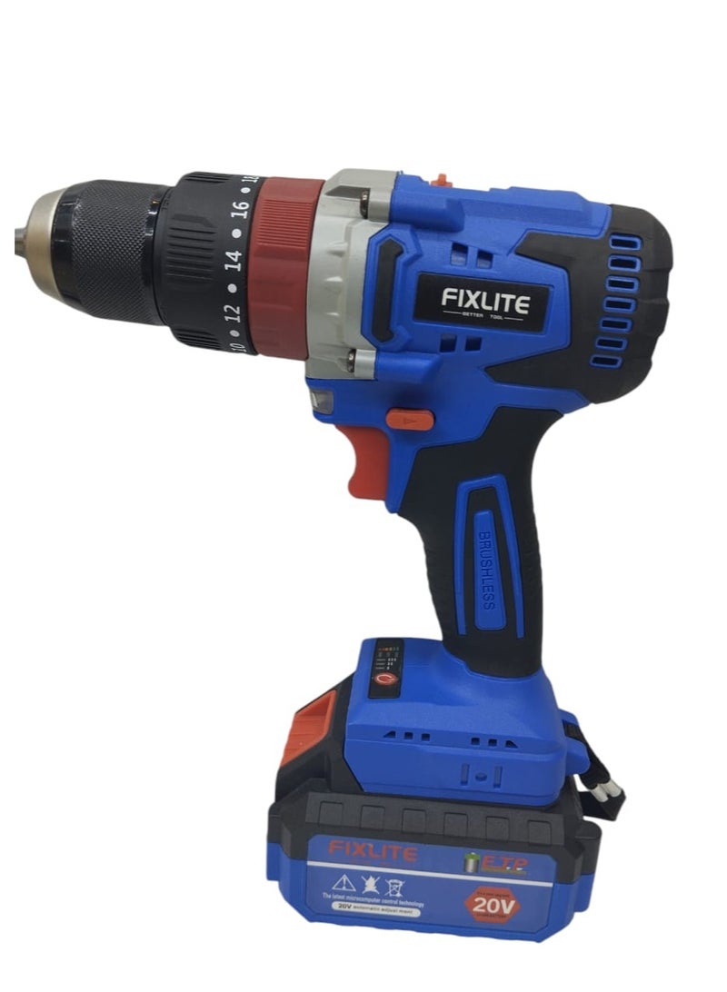 20V Cordless Electric with 2 pcs Li Ion Batteries Speed Drill Driver