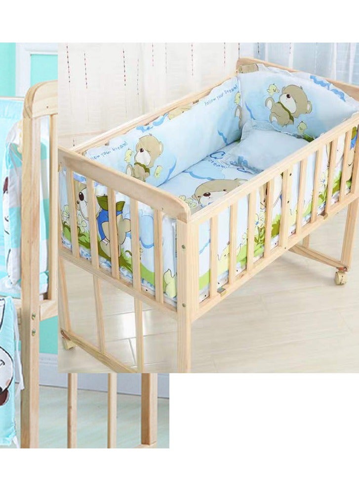 6Pcs Set Crib Bumper For Newborn Pure Cotton Bed Protector, Easy To Remove And Washable.