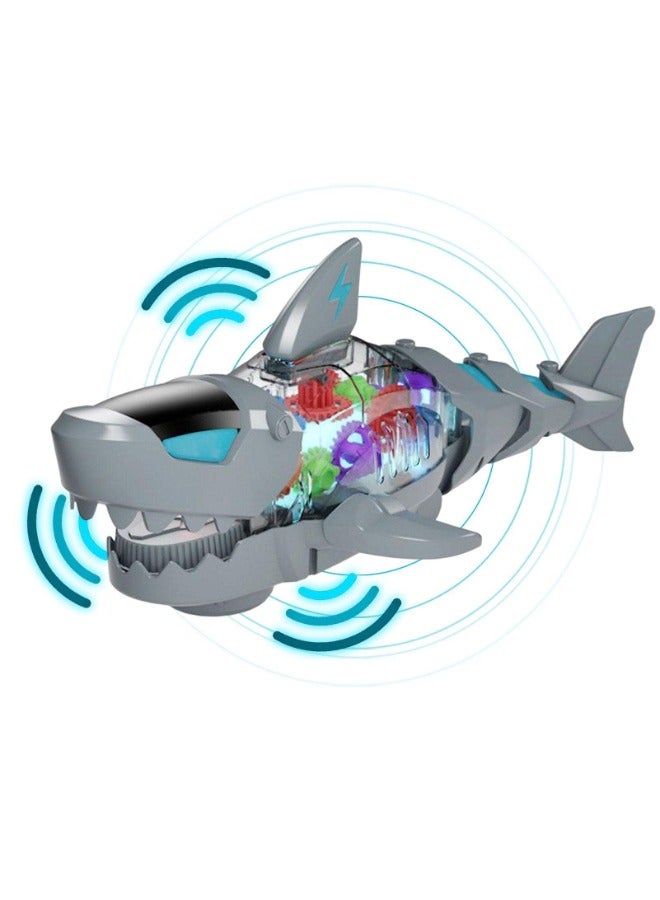 Electric Shark Toy – Moving Mouth, Colorful Lights, and Sound of Waves | Sea Animal Gear Toy for Toddlers with Clear Gearing Effect