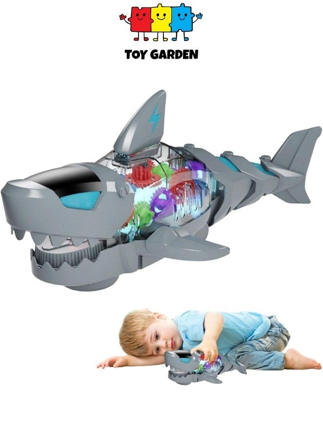 Electric Shark Toy – Moving Mouth, Colorful Lights, and Sound of Waves | Sea Animal Gear Toy for Toddlers with Clear Gearing Effect