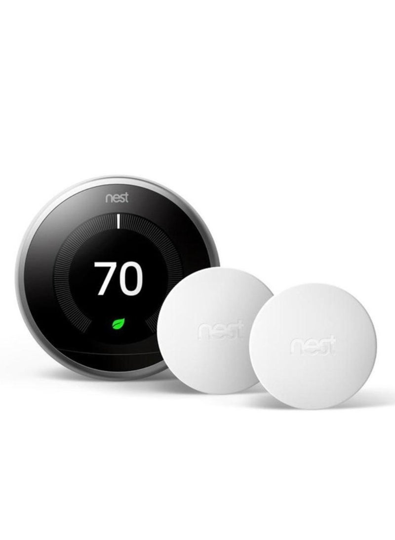 Google Nest BH1252 3rd Gen Programmable Thermostat with 2 Sensors - Stainless Steel