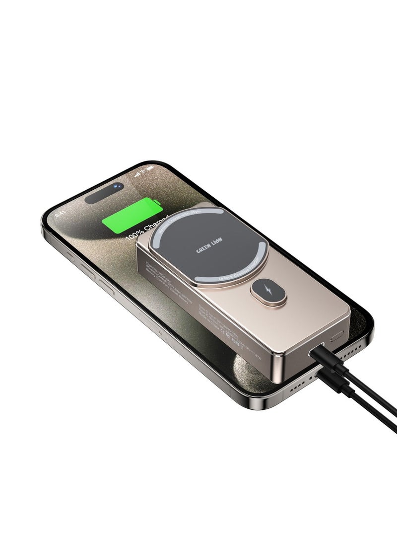 Milton MagSafe 10000mAh Power Bank / Strong Magnetic / Wireless Charging / PD 20W / Fast Charging / Longer Service Life / Slim & Light Weight / LED Indicator / Smart Chip / Glamorous Body - Titanium