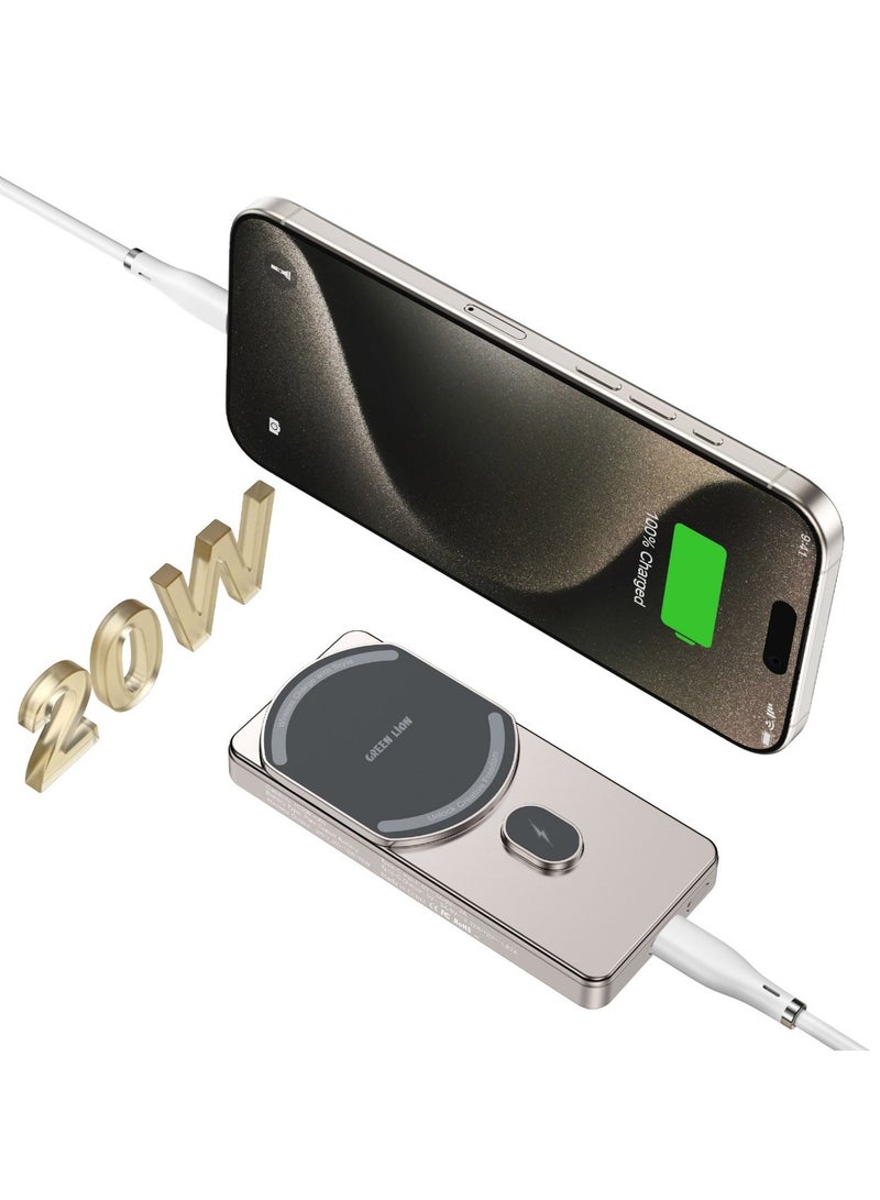 Milton MagSafe 10000mAh Power Bank / Strong Magnetic / Wireless Charging / PD 20W / Fast Charging / Longer Service Life / Slim & Light Weight / LED Indicator / Smart Chip / Glamorous Body - Titanium