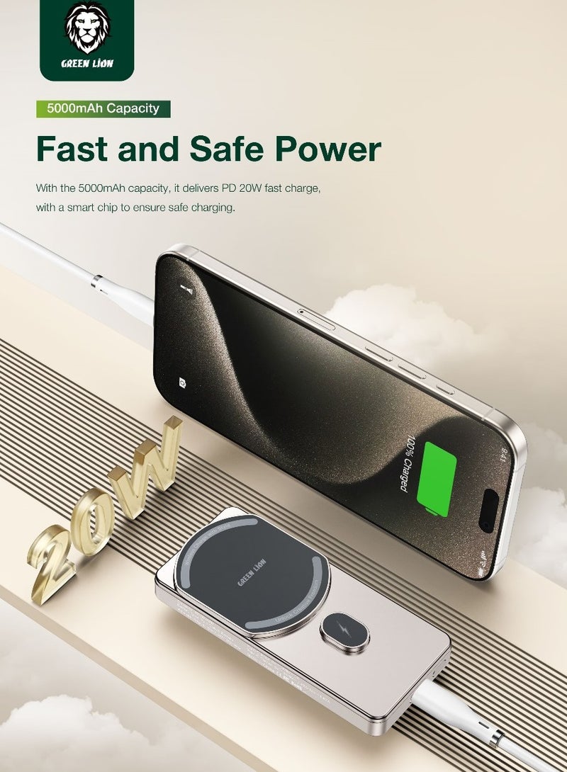 Milton MagSafe 10000mAh Power Bank / Strong Magnetic / Wireless Charging / PD 20W / Fast Charging / Longer Service Life / Slim & Light Weight / LED Indicator / Smart Chip / Glamorous Body - Titanium