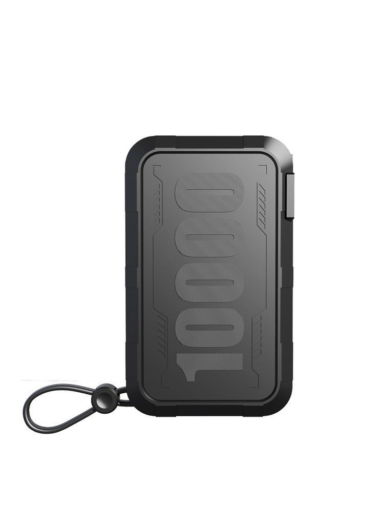 10000mAh Power Bank with Wall Charger and Integrated Type-C 20W & Lightning 10W Cable and UK Plug / Simultaneous Charging - Black