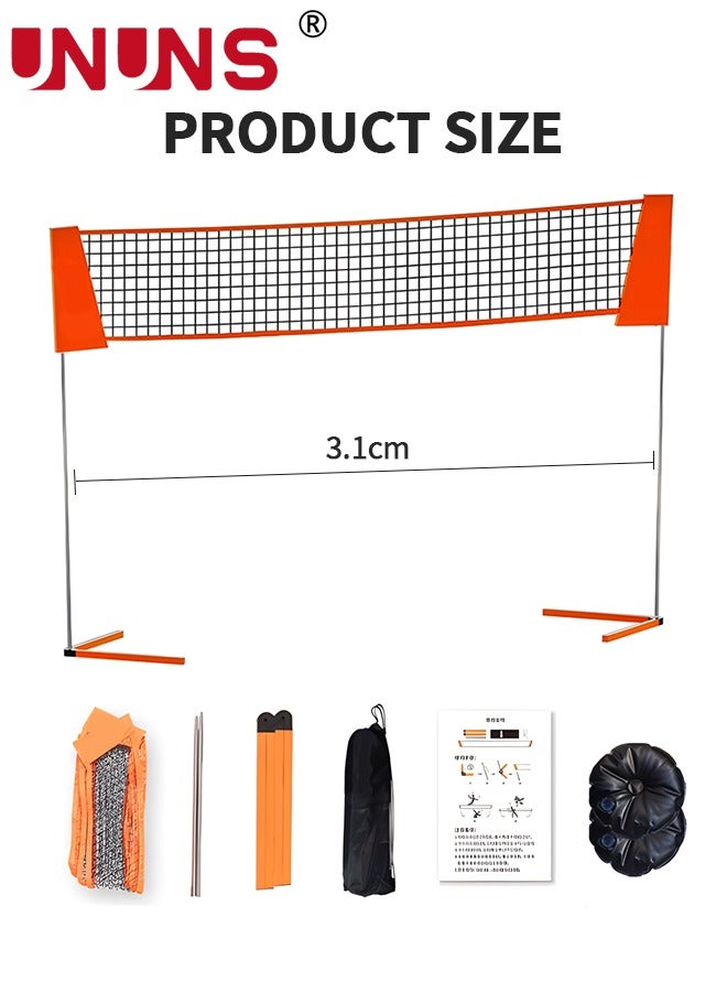 Badminton Net,3.1M Freestanding Volleyball Training Net,Tennis Net,Small Pickleball Net,Foldable Nylon Net,Sports Ball Net For Indoor Outdoor Use,Backyard Game,Portable Volleyball Net,Easy Setup