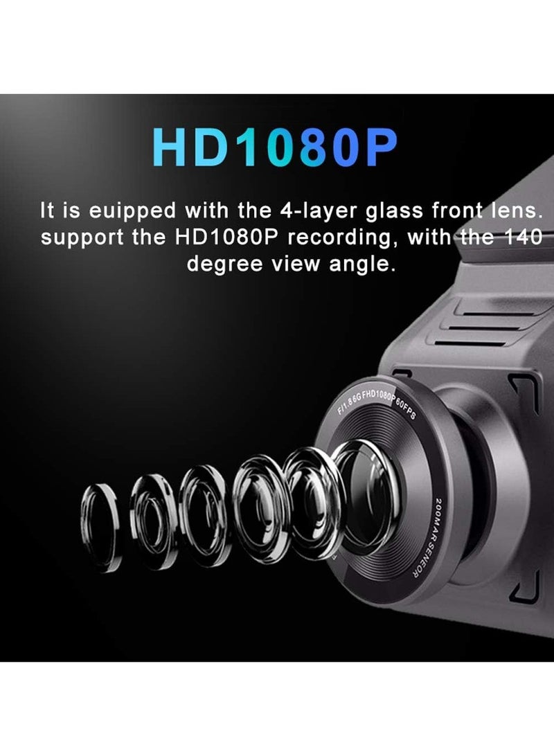 K18 Hidden 4G WiFi Car Dash Cam DVR with 2.0 LCD Screen GPS Camera Recorder 1080P Dual Lens Front and Rear WDR with GPS Log Track Playback Night Vision 24Hrs Remote Monitor