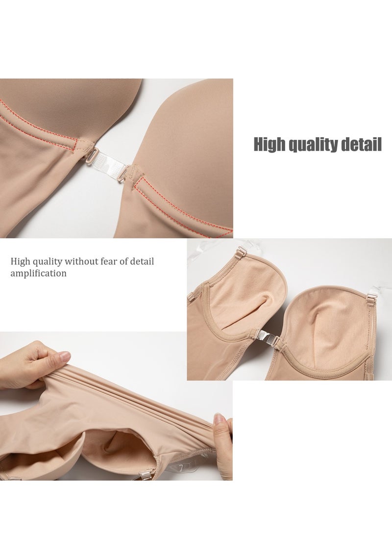 Strapless Backless Bras for Women Bodysuit Party Dress Invisible Bra Women's Backless Bodysuits Beige