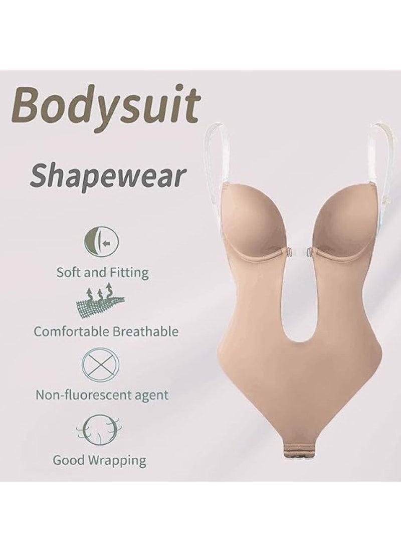 Strapless Backless Bras for Women Bodysuit Party Dress Invisible Bra Women's Backless Bodysuits Beige