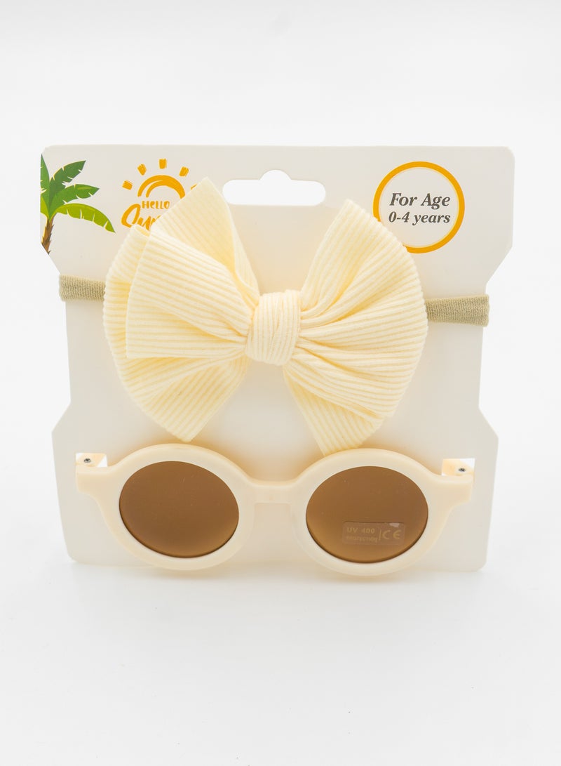 Glasses and Headband Set For Babies and Girls Cream Colour