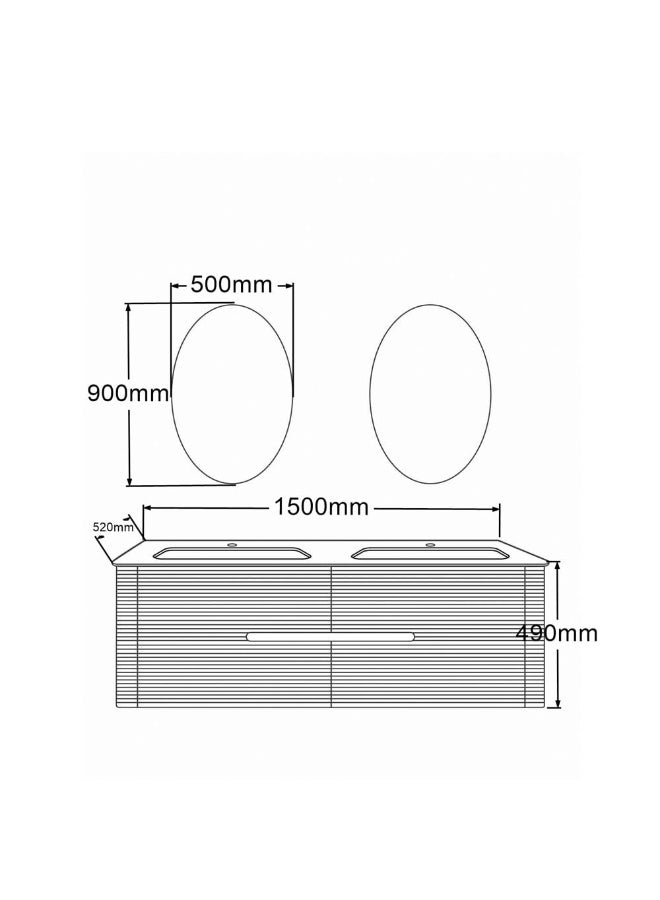 Milano Luxury And Modular Lanie Vanity 2 Led Mirror Touch Switch With 4 Large Storage Drawer And 2 Ceramic Under Counter Wash Basin 1500*520Mm (2Ctns/Set) - Made In China