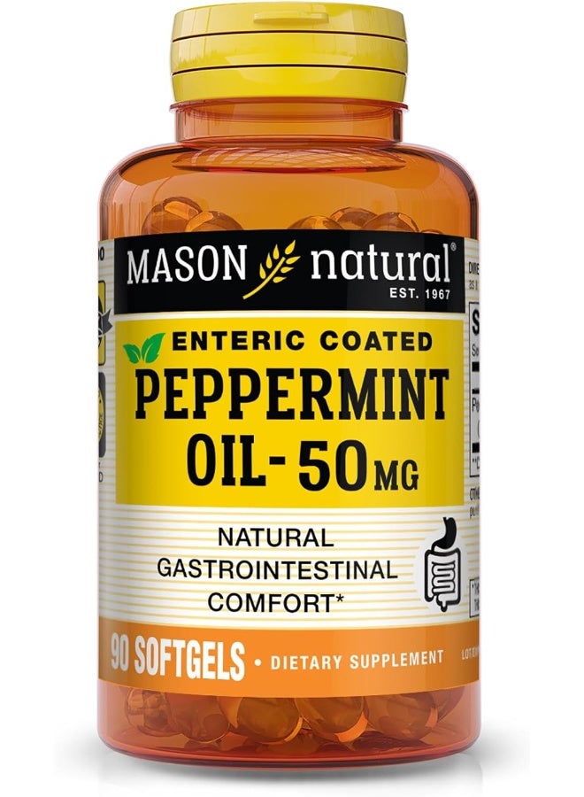 Mason Natural Peppermint Oil 50 Mg Enteric Coated Natural Gastrointestinal Comfort Supports A Healthy Gut Bowel Soothing Dietary Supplement 90 Softgels