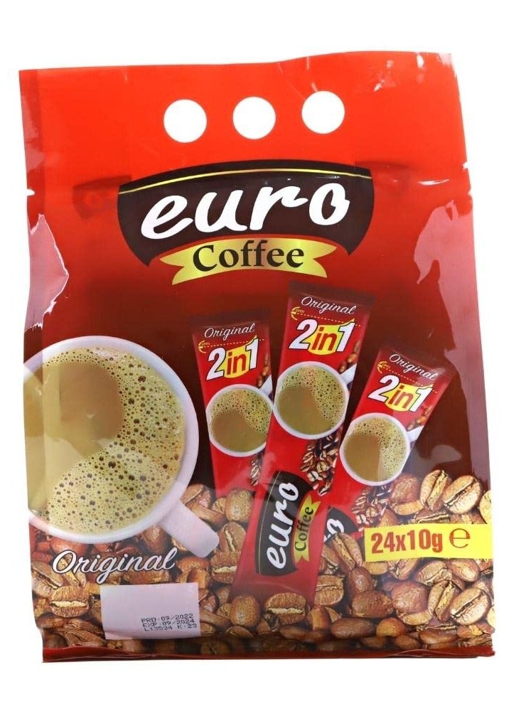 Pack of 2x24 Sachets Euro Instant Coffee, 2 In 1 Original Coffee Mixture With Whitener, 10gms Per Sachet - Pack of 24 Sachets