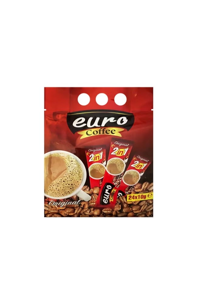 Pack of 2x24 Sachets Euro Instant Coffee, 2 In 1 Original Coffee Mixture With Whitener, 10gms Per Sachet - Pack of 24 Sachets