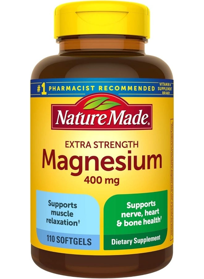 Nature Made Extra Strength Magnesium Oxide 400 mg, Dietary Supplement for Muscle Support, 110 Count