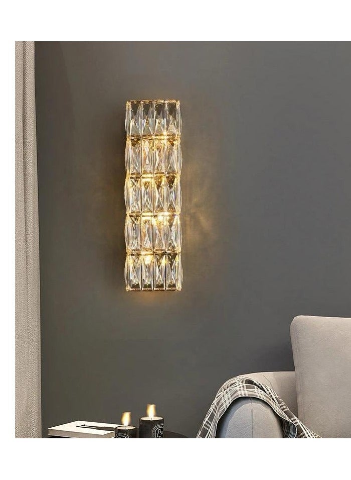 Crystal wall lamp, indoor for bedroom, living room, TV launeh with E 14 Bulb three color, white, yellow, warm white