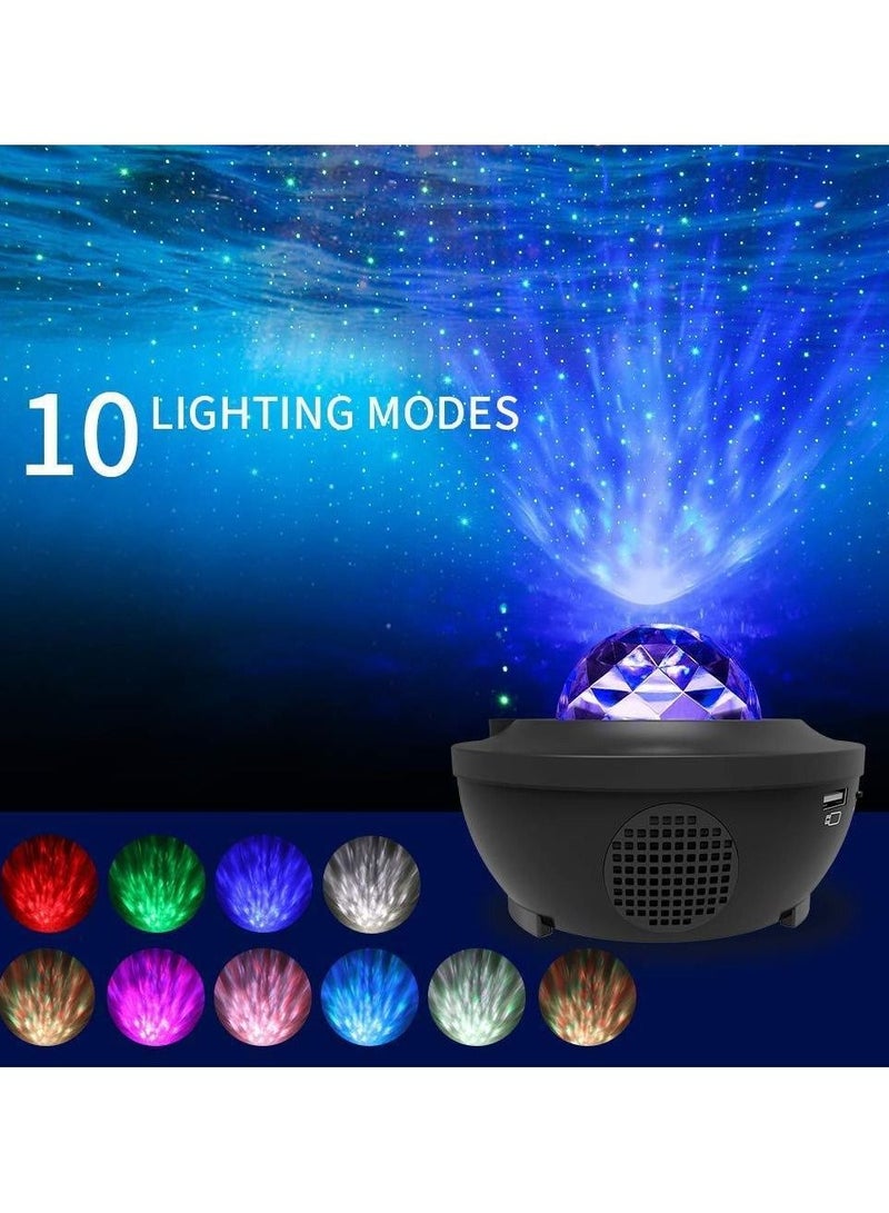 Star Light Projector Led Night Light 2 in 1 Starry Light & Ocean Wave Projector with Remote Control 10 Colors Changing Music Player with Bluetooth Dimmable Best Gift for Kids & Adults