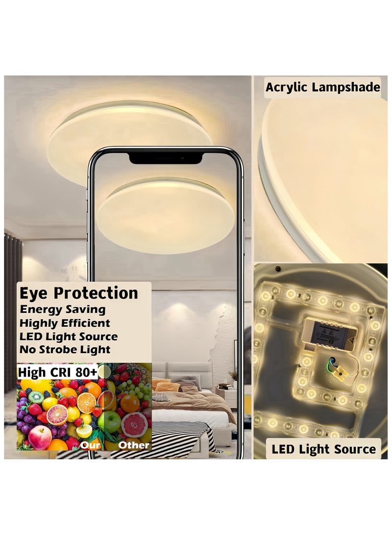Round LED Ceiling Light Fixture Modern Simple Ultra-thin Flush Mount Ceiling Lamp for Bedroom Living Room Dining Room Kitchen Island Hallway