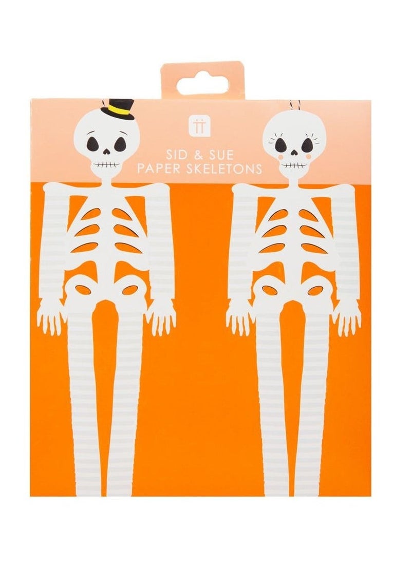 Talking Tables Hanging Skeletons for Halloween Decoration | Mr & Mrs Paper Halloween Honeycomb Skeleton Characters | Day of the Dead Skulls, Graveyard Props (Pack of 2)